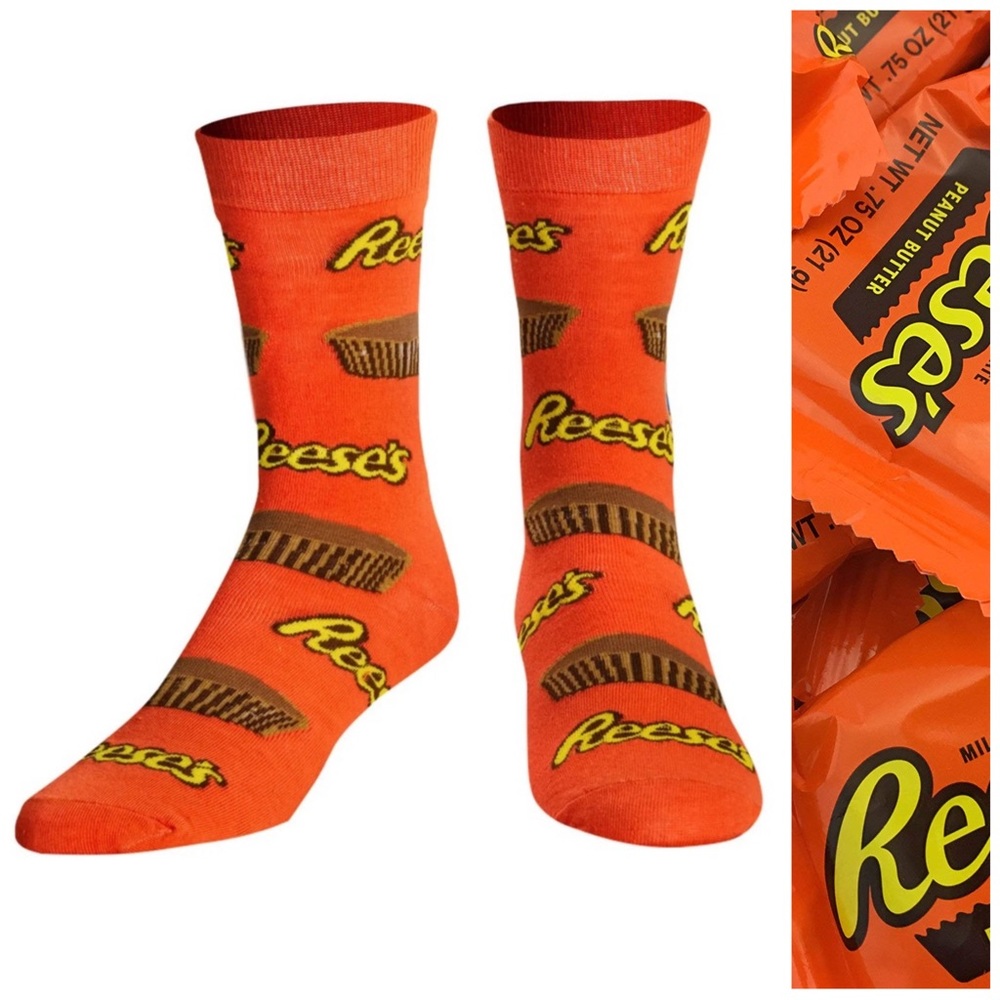 Reese’s Peanut Butter Cup Candy Crew Socks 1 Pair Mens 6-12 Womens crazy unisex*